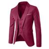 Mymyguoe Men's 3 Piece Suit Double Breasted Tailored Fit Wedding Suit Slim Fit Men's Suit 3-Piece Blazer Suits Modern Jacket Trousers Vest for Business Wedding Party Suit Trousers, Wine Red, S view 2