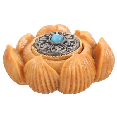 BCOATH Wooden Lotus Figurine Carved Adornment Craft Decor Desktop Ornament Tabletop Decor Lotus